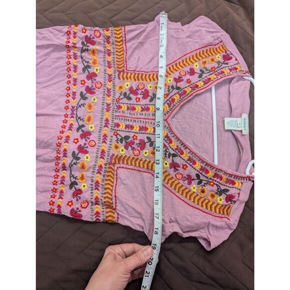 Pretty purple cotton sleeveless shell/tank w/ embroidery & beads by Sundance XL - Picture 5 of 7